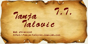 Tanja Talović vizit kartica